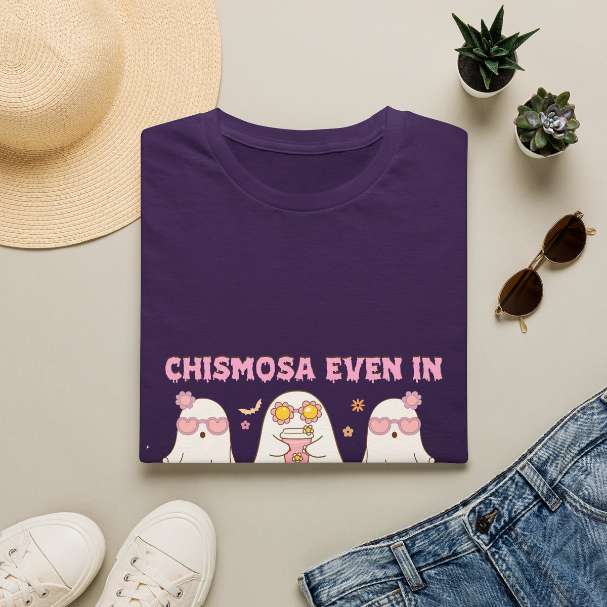 Chismosa Even in the Afterlife T-Shirt — Cute Ghosts Graphic Tee