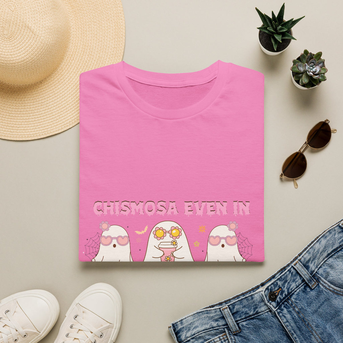 Chismosa Even in the Afterlife T-Shirt — Cute Ghosts Graphic Tee