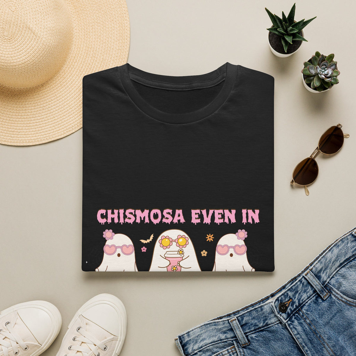 Chismosa Even in the Afterlife T-Shirt — Cute Ghosts Graphic Tee