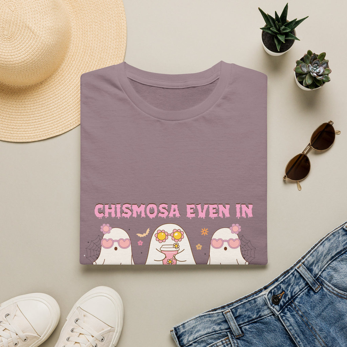 Chismosa Even in the Afterlife T-Shirt — Cute Ghosts Graphic Tee