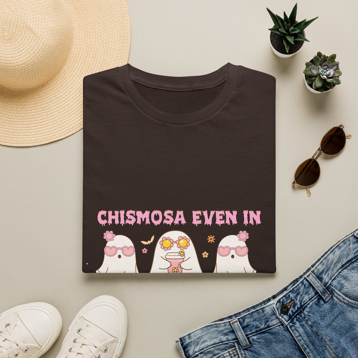 Chismosa Even in the Afterlife T-Shirt — Cute Ghosts Graphic Tee