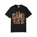 Game Day T‑Shirt — Leopard Print Football Graphic with Bow